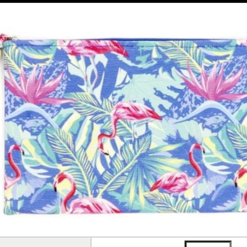 Tropical flamingo themed pouch make up bag clutch beach accessory Travel